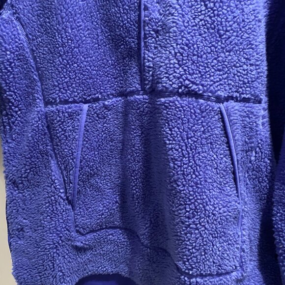 Mens Nike Yoga Sherpa Fleece Loose Fit Comfort Blue Pullover Bomber Jacket M - Picture 4 of 10